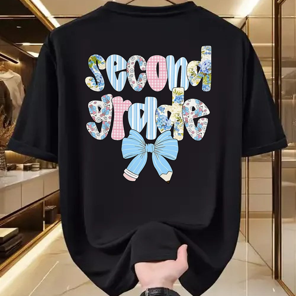 Best Student Shirt, Funny Back To School UnisexT-Shirt/Hoodie/Sweatshirt HLT00 - Second Grade Coquette Bow Pencil First Day Back to School T-Shirt, Men, Black, 3X-Large