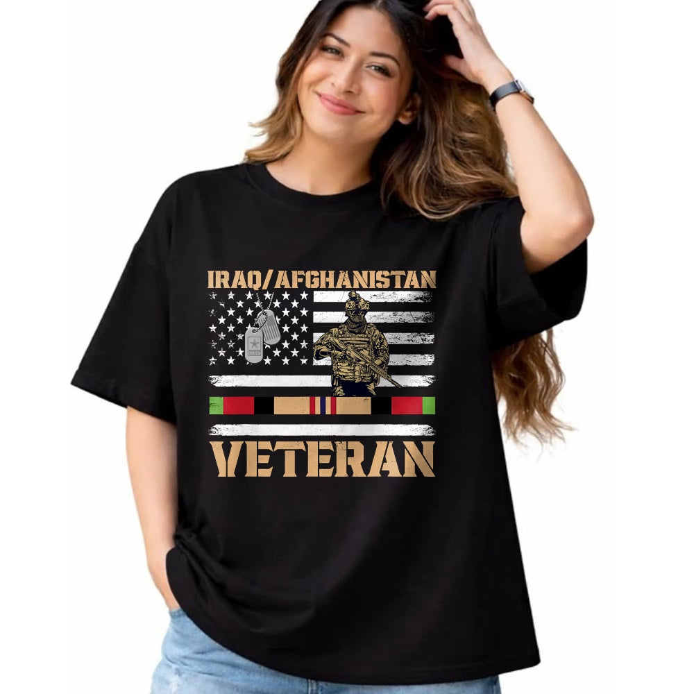Proud Veteran Shirt, Funny Veteran UnisexT-Shirt/Hoodie/Sweatshirt HLT00 - Afghanistan Iraq Veteran Flag Soldier T-Shirt