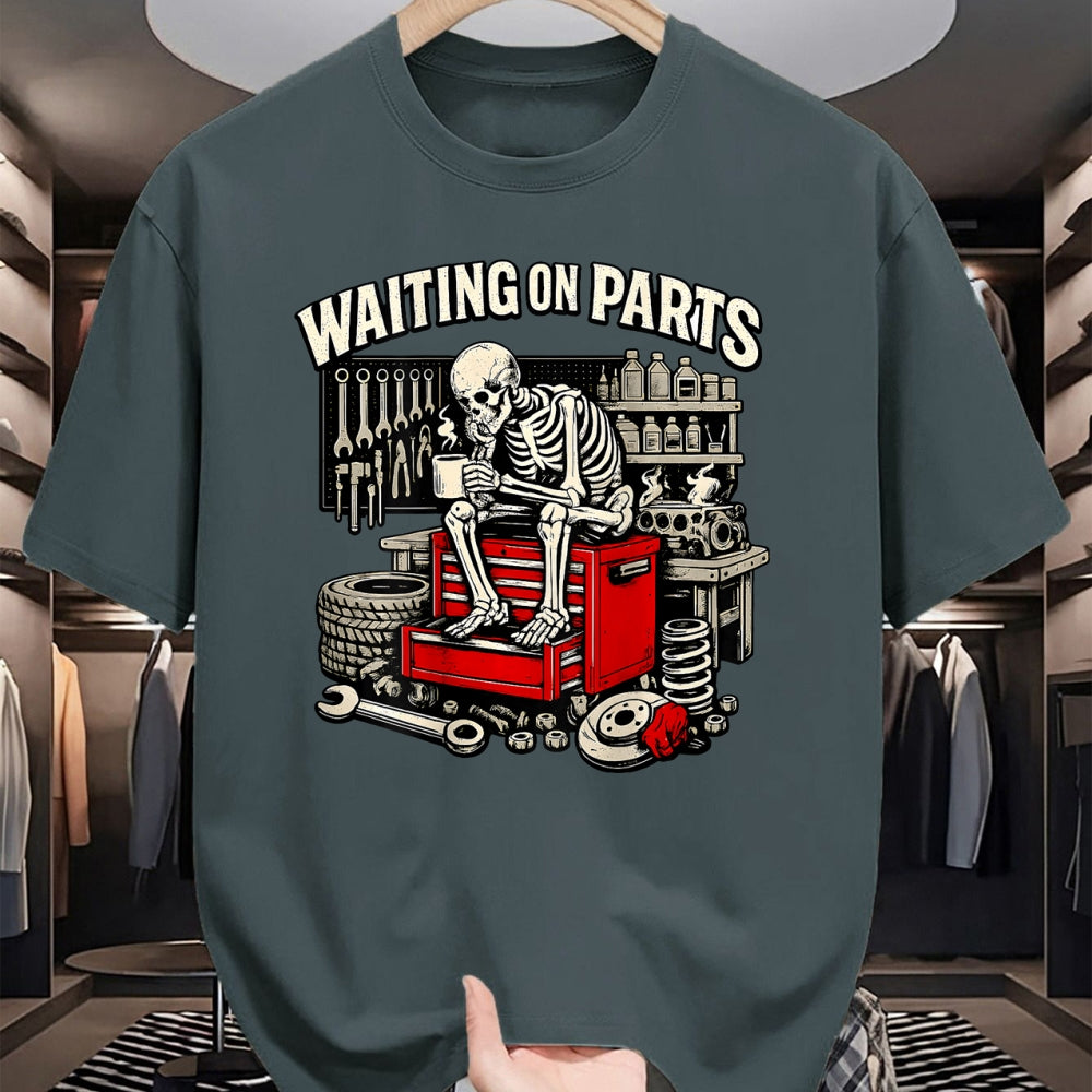 Best Mechanic Life Shirt, Funny Mechanic UnisexT-Shirt/Hoodie/Sweatshirt HLT00 - (2 Sided) Waiting On Parts Mechanic Skeleton Auto Repair T-Shirt