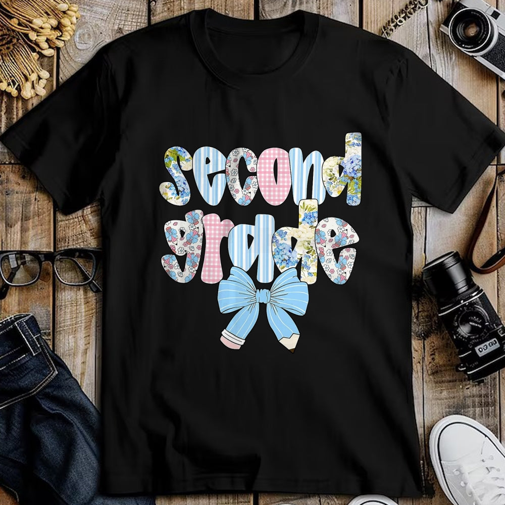 Best Student Shirt, Funny Back To School UnisexT-Shirt/Hoodie/Sweatshirt HLT00 - Second Grade Coquette Bow Pencil First Day Back to School T-Shirt, Men, Black, 3X-Large