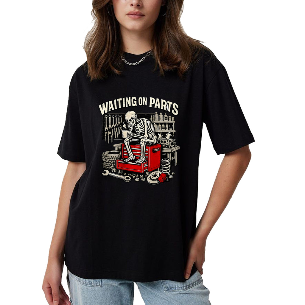 Best Mechanic Life Shirt, Funny Mechanic UnisexT-Shirt/Hoodie/Sweatshirt HLT00 - (2 Sided) Waiting On Parts Mechanic Skeleton Auto Repair T-Shirt