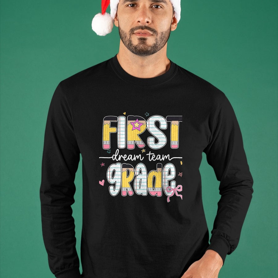 Best Teacher Shirt, Funny Teacher UnisexT-Shirt/Hoodie/Sweatshirt HLT00 - 1st Grade Dream Team Back to School Teacher Student Kids T-Shirt, Men, Black, 3X-Large
