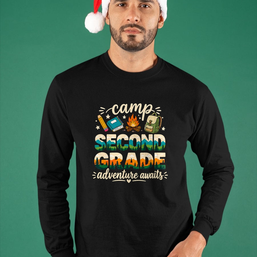 Funny Camping Shirt, Gift For Camping Lover Unisex T-Shirt/Hoodie/Sweatshirt HLT00 - Camp Second Grade Adventure Awaits Girl Teacher Boy Kids T-Shirt