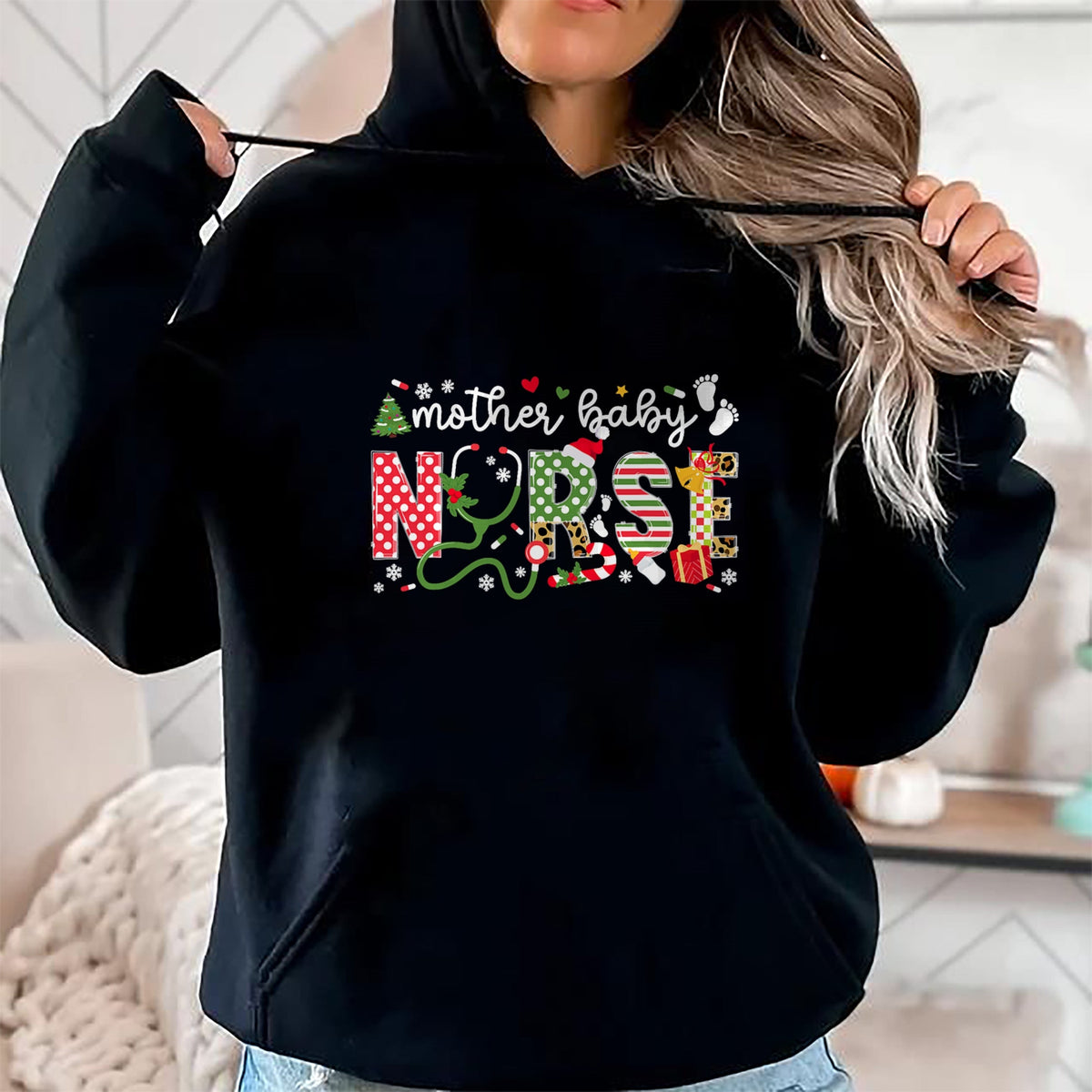 Funny Nurse Shirt, Nurse Unisex T-Shirt/Hoodie/Sweatshirt HLT00 - Mother Baby Nurse Christmas Postpartum Nursing NP RN Squad T-Shirt