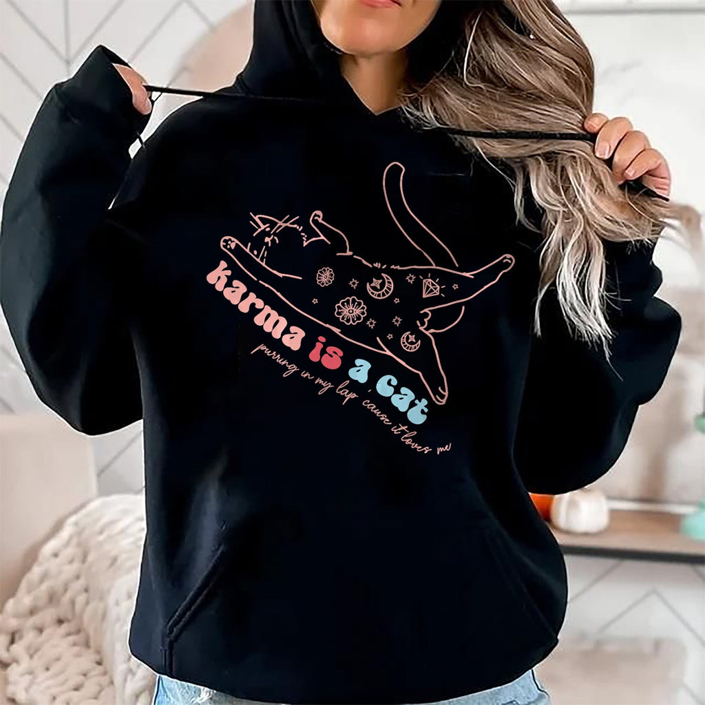 Cat Love Shirt, Funny Cat Lover Gift UnisexT-Shirt/Hoodie/Sweatshirt HLT00 - Karma Is Cat Purring In My Lap Cause It Loves Me  Cat Love T-Shirt
