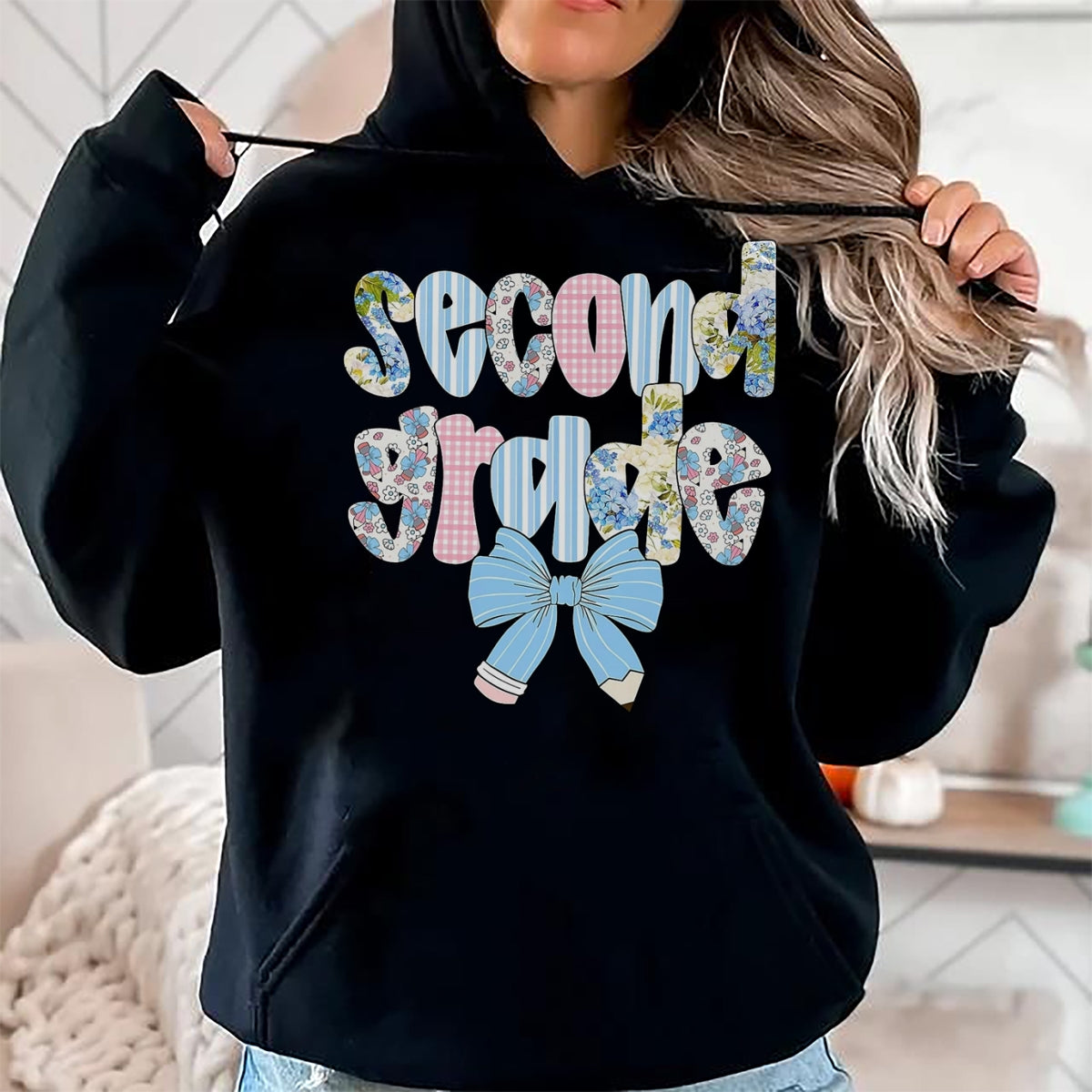 Best Student Shirt, Funny Back To School UnisexT-Shirt/Hoodie/Sweatshirt HLT00 - Second Grade Coquette Bow Pencil First Day Back to School T-Shirt, Men, Black, 3X-Large